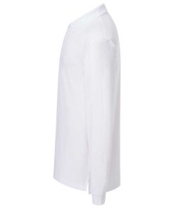 Polo-manga-larga-unisex-blanco-perfil