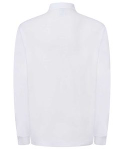 Polo-manga-larga-unisex-blanco-espalda
