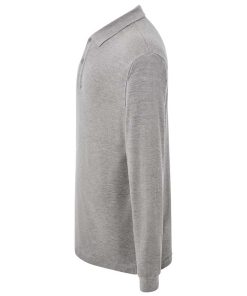 Polo-manga-larga-unisex-gris-perfil