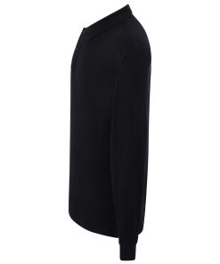 Polo-manga-larga-unisex-negro-perfil